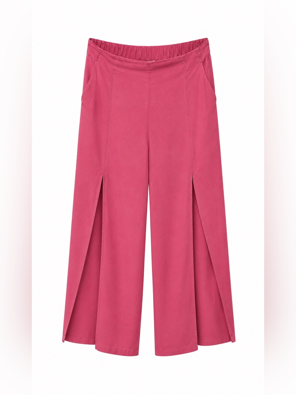 Happily Grey Pink Linen Split Leg Pants High Waist Barbiecore Festival Boho Sz L